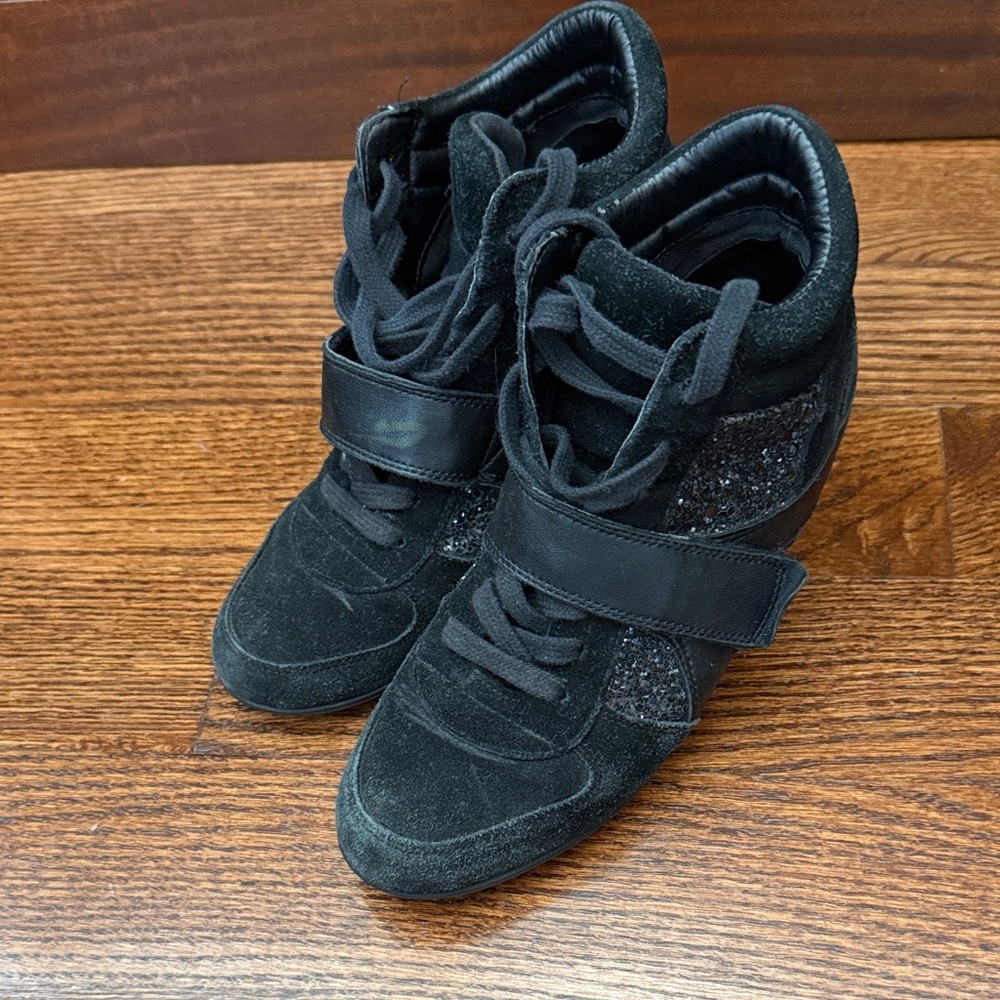 Ash Black High-Top Sneakers lace up wedge 35 5.5